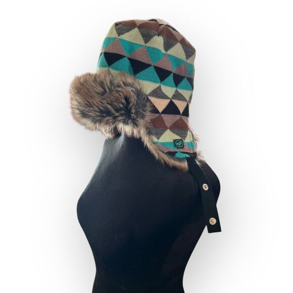 Pistil Women's Multicolor Knit & Faux Fur Lined Trapper Ear Flap Hat One Size - Picture 5 of 12